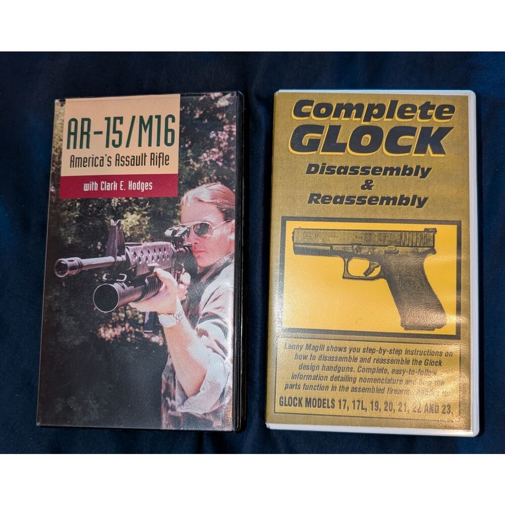 2 Vintage Firearm VHS video tapes Complete Glock & Ar-15 / M16 90's